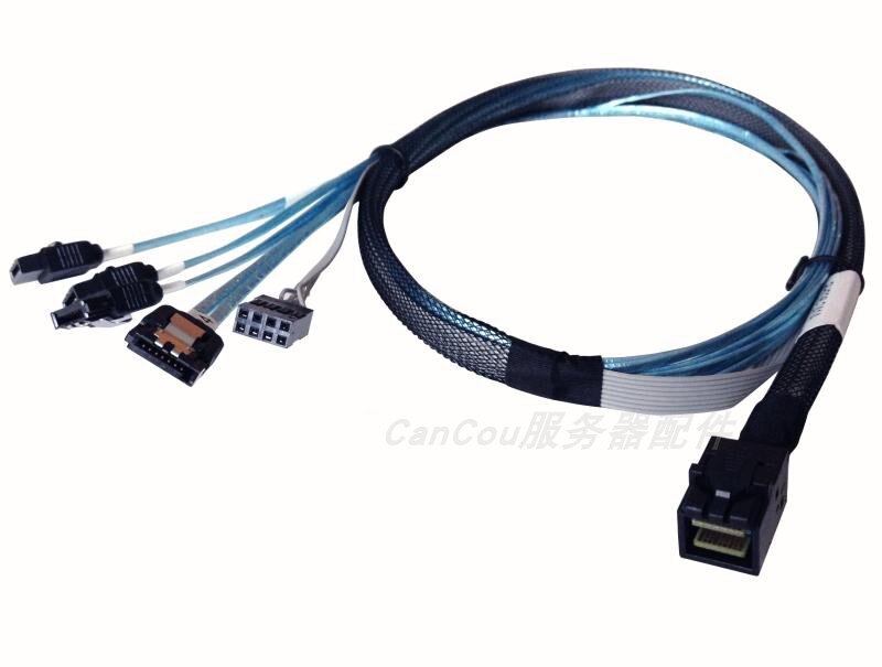 12 Gb/s 1 naar 4 HD Mini-SAS kabel SFF-8643 naar 4 SATA kabel 80 cm SFF-8643 (Mini -SAS HD) om 4 * SATA + 8pin SGPIO kabel