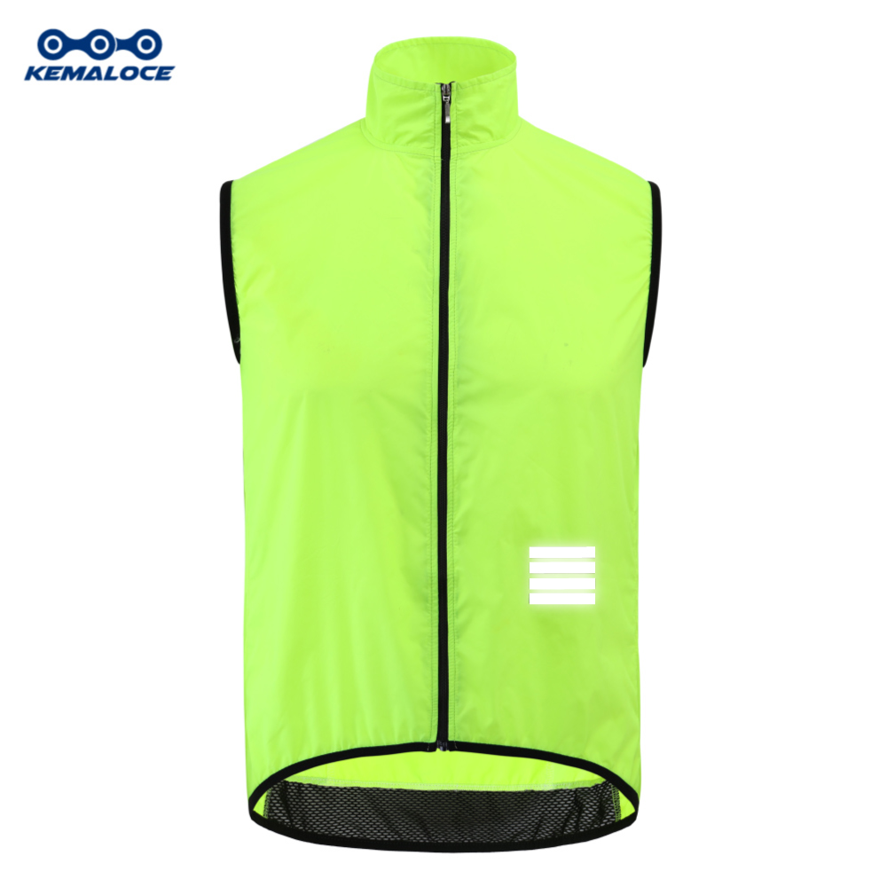 KEMALOCE Cycling Vest Black&Yellow Mens Cycling Gilets Lightweight Windproof Reflective Bike Sports Sleevess Jackets: S / Yellow