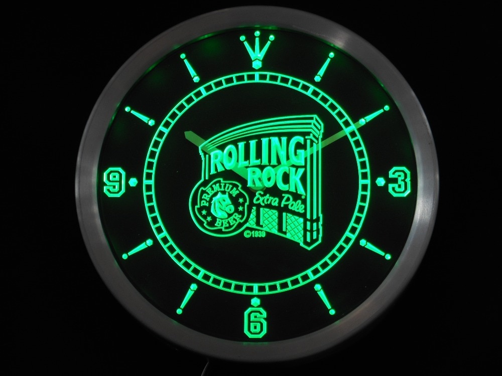 Nc0474 Rolling Rock Bier Neon Light Signs Led Wandklok