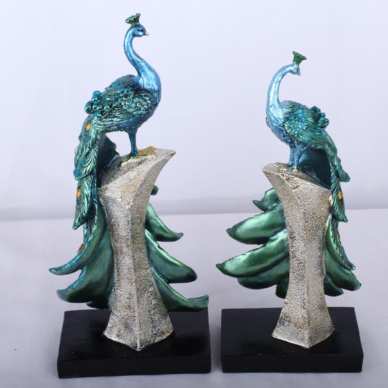 Home Decoration Peacock Jewelry Gold Peacock Mini Statue Resin Desktop Crafts Home Decoration Accessories Business