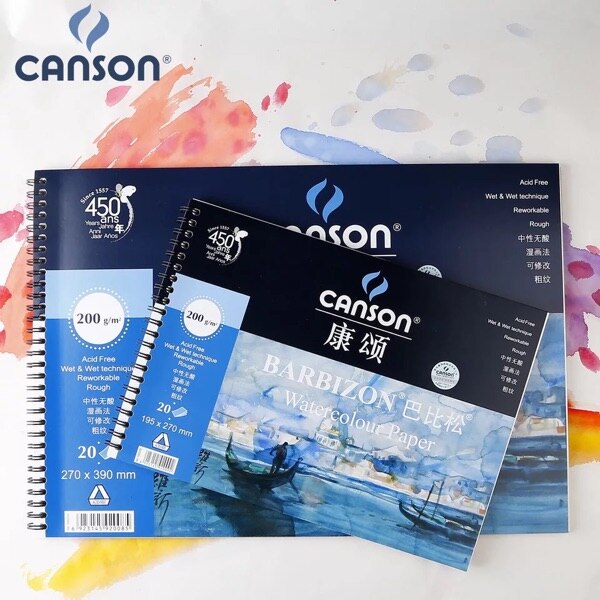 Canson Barbizon Watercolor Paper 200g 20 Sheets France 8K 16K