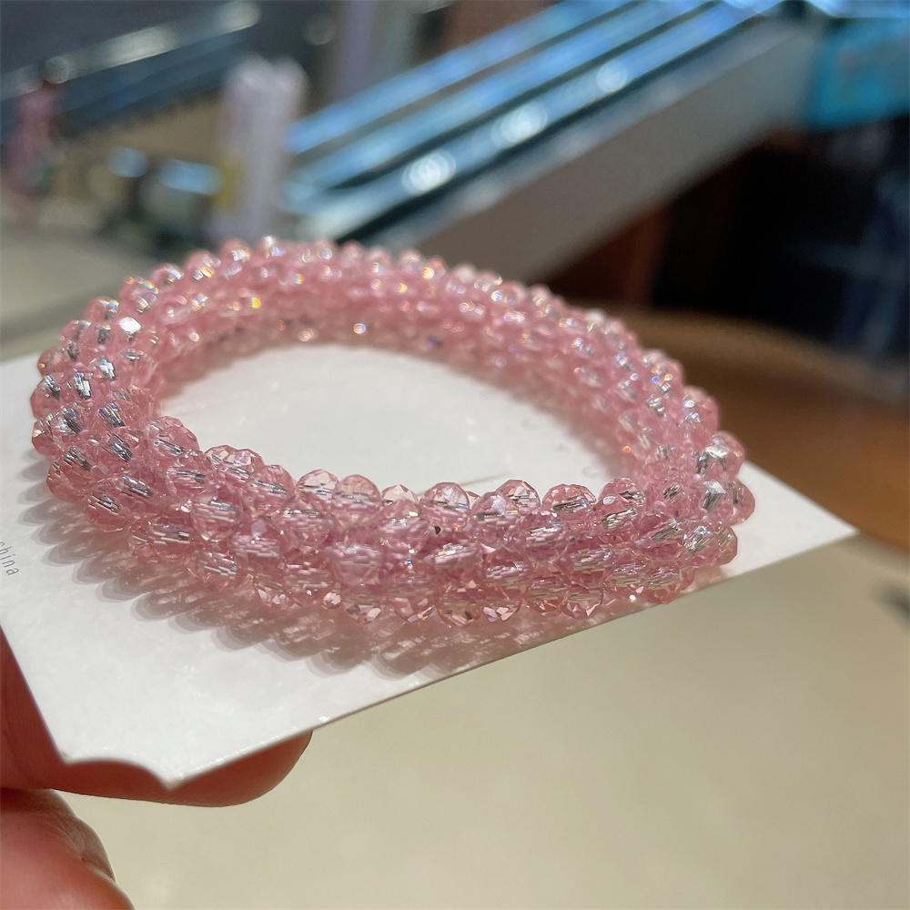 Pulseras y brazaletes elásticos bohemios para mujer, pulseras de cuentas de cristal bohemias elásticas Vintage para mujer, joyería de: Rosa