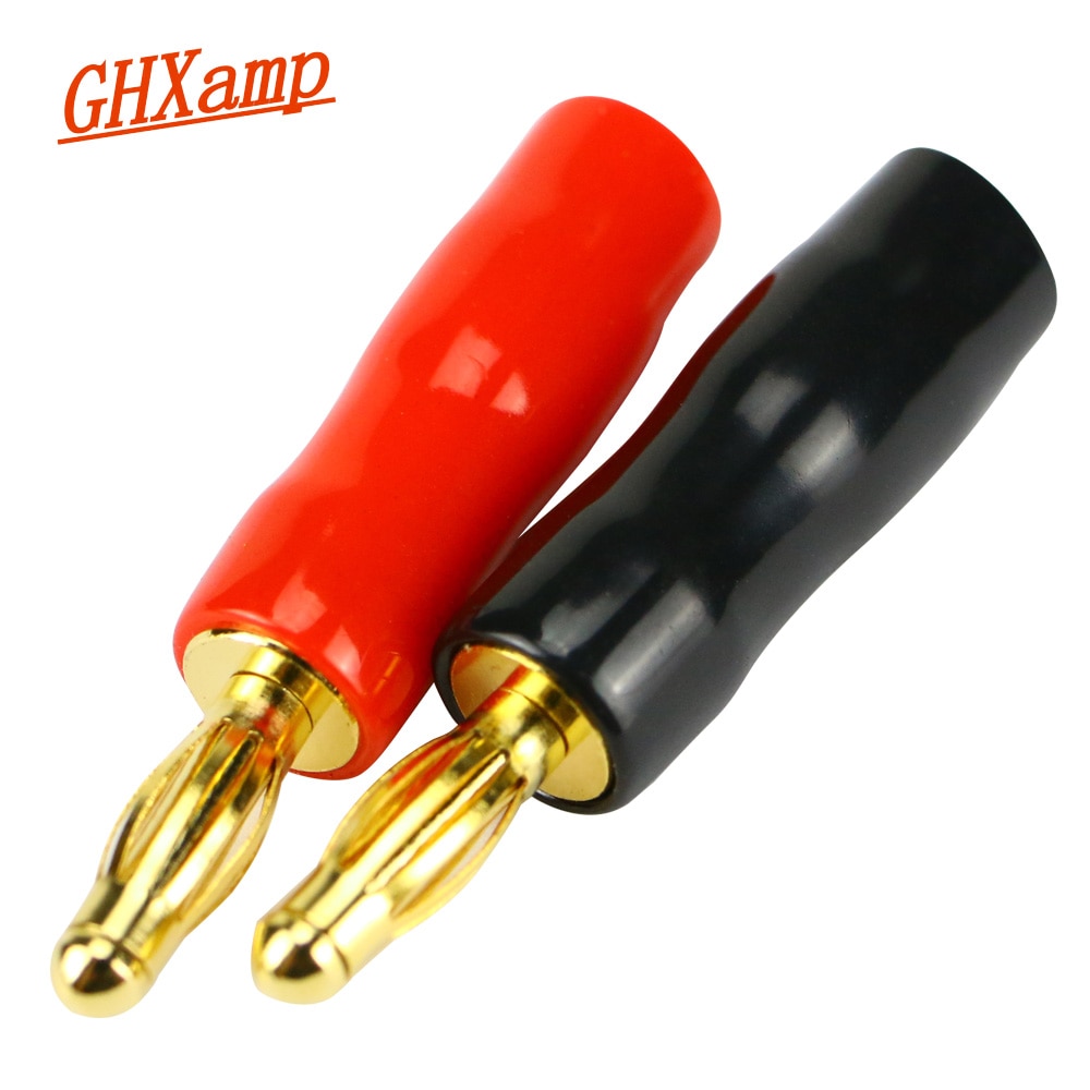 GHXAMP 4mm Speaker Banana Plug Speaker Connector Koper Vergulde Banaan Jack Match Met Binding Post 2 stks