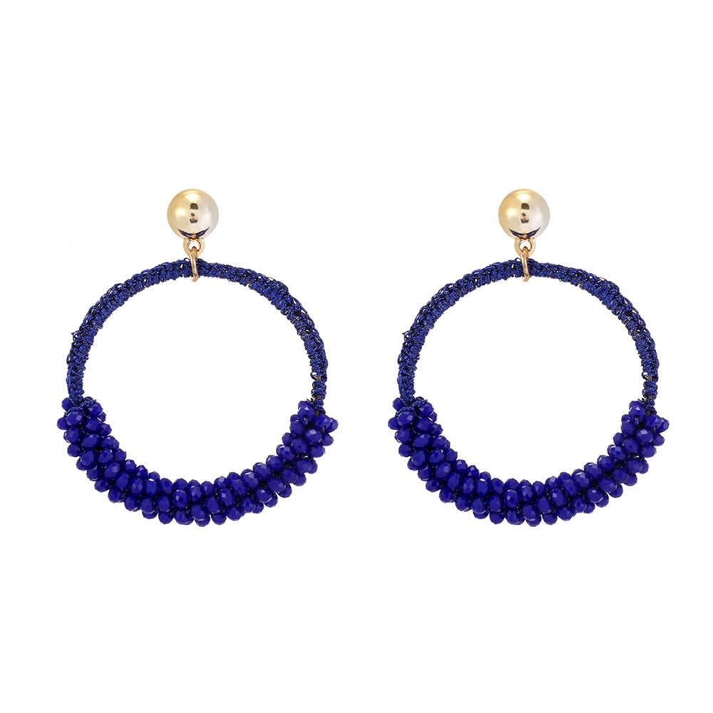 Inkdew Grote Ronde Sieraden Oorbellen Voor Vrouwen Kraal Handgemaakte Crystal Oorbel Grote Oorbellen Lange Oorbellen Bohemen Boho