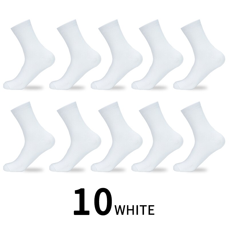 5/10 Pairs / Lot Heren Katoenen Sokken Stijlen Zwart Business Sok Ademend Lente Zomer Herfst Winter Voor Mannelijke effen Kleur: 10 pairs white