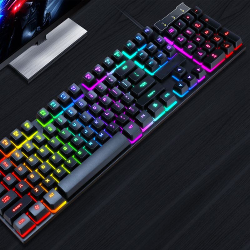 USB Wired Gaming Keyboard 104 Keys Mechanical Feeling Gamer Backlit Keyboard for Computer Laptop Universal