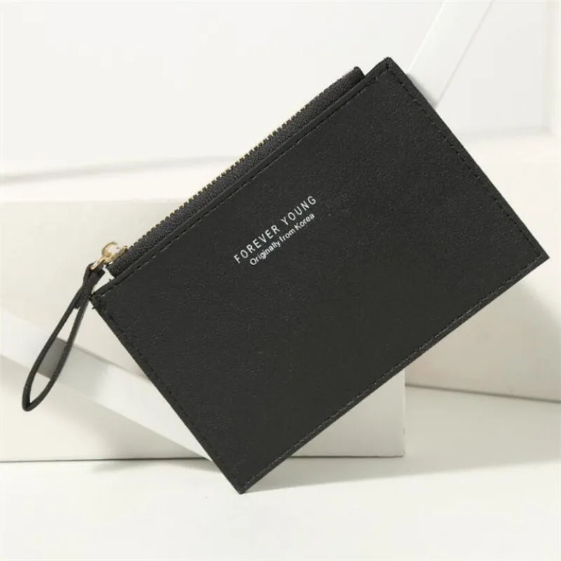 2022 Vrouwen Meisjes Slanke Portefeuilles Kaarthouders Hasp Plaid Patroon Mini Vrouwelijke Portemonnee Kleine Mode Portefeuilles Kaarthouder Portemonnee: Black