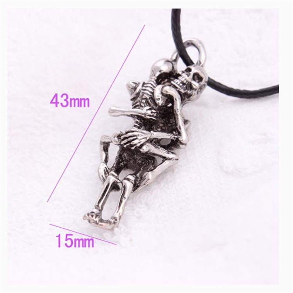 Hommes Infinity noir acier inoxydable amour collier Couple crânes câlin chaîne pendentif collier bijoux fins