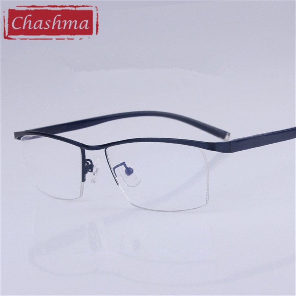Mannen Optische Bril Recept Lenzen Frame Half Omrande Brillen Transparante Lens Bril