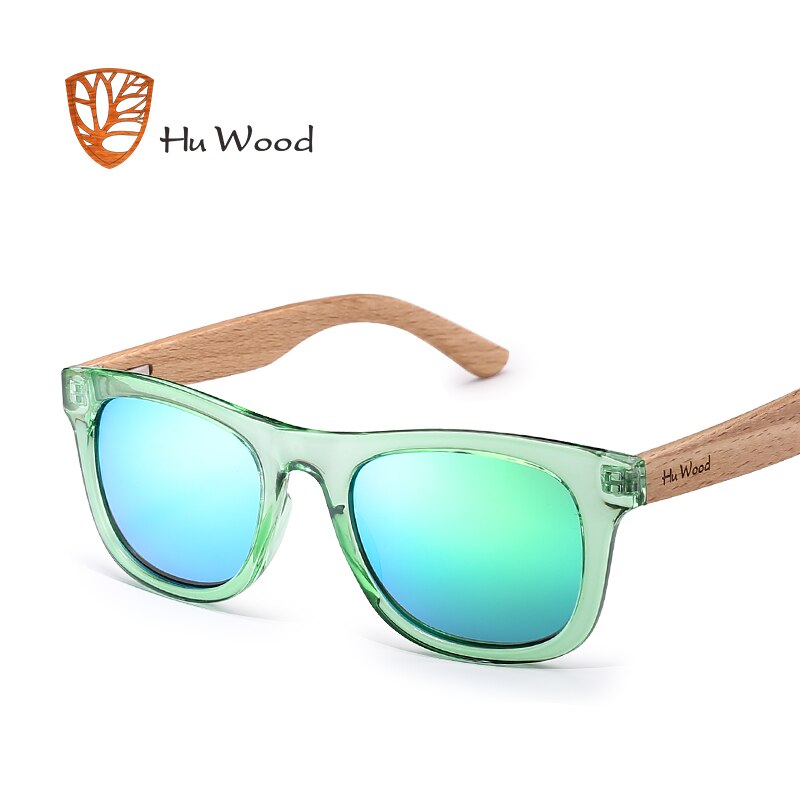 Hu Wood-gafas de sol polarizadas para niños y niñas, con marcos reciclados y brazos de madera de haya, de 4 a 8 años: green