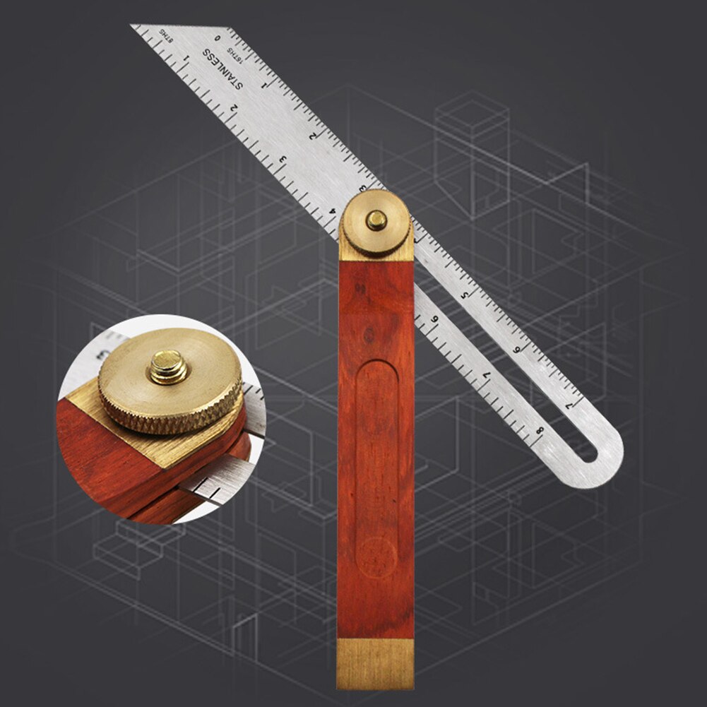 9 Inch Tools Carpenter Durable Engineer Bladed Hardwood Handle T Oblique Angle Sliding Ruler Stainless Steel Accessories Safe