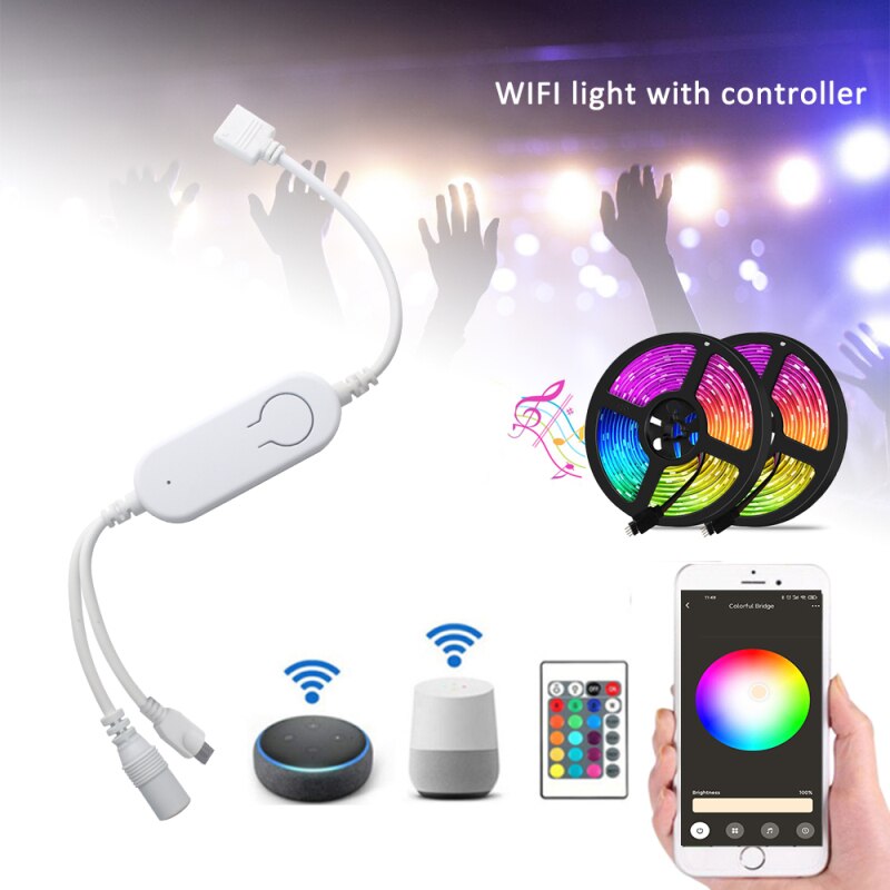 Wifi Smart Rgb Light Strip Controller Muziek Ritme Functie App Afstandsbediening Voice Control Werk Met Alexa Google Thuis