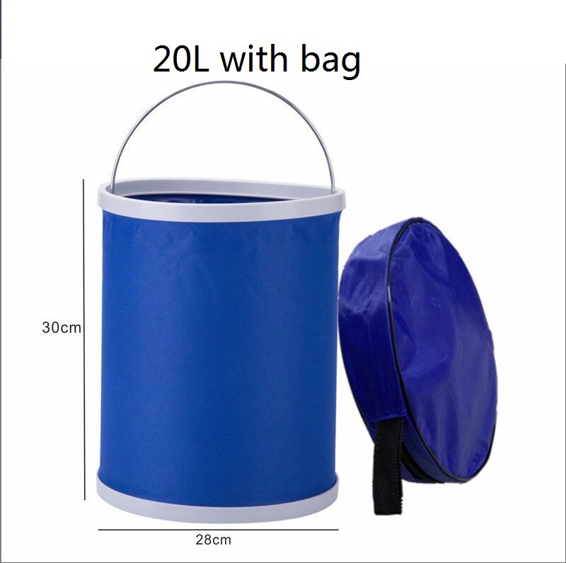Folding Bucket Portable Wash Outdoor Fishing Bucket Car Storage Box Car Wash Mop Bucket Cleaner: 20L with bag