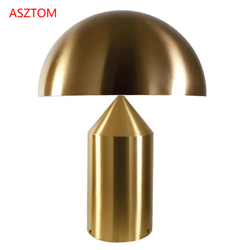 Dia25cm Black White Gold table Lamp mushroom Lamp for Bedroom Study Living Room Decoration Desk lamp: Beige / Red