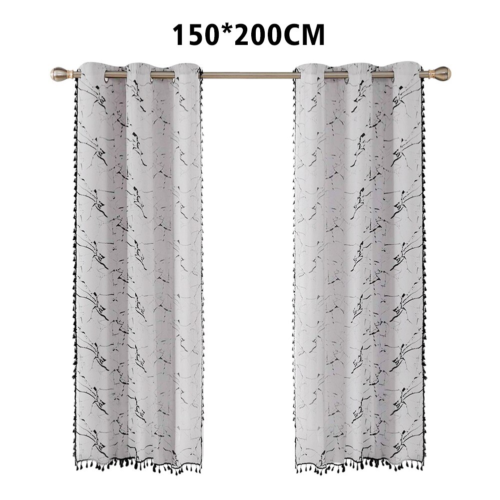 2pcs Living Room Extra Long Window Curtains Marble Tassel Drapes Darkening Semi Shading Hall Blackout Rod Bedroom Cotton Blend