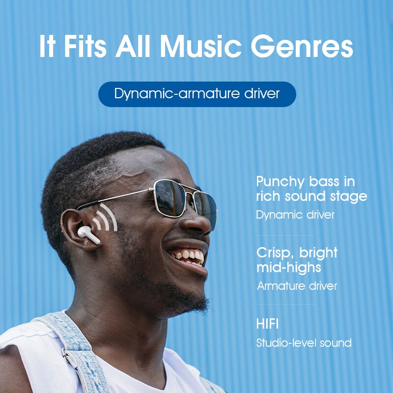 QCY – écouteurs Bluetooth T11 Hifi, oreillettes sans fil, avec 4 micros, Isolation du bruit, Charge rapide