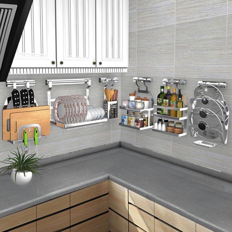 Stainless Steel kitchen rack DIY SUS 304 Stainless Steel wall Kitchen Shelf, Kitchen Holder Organizer