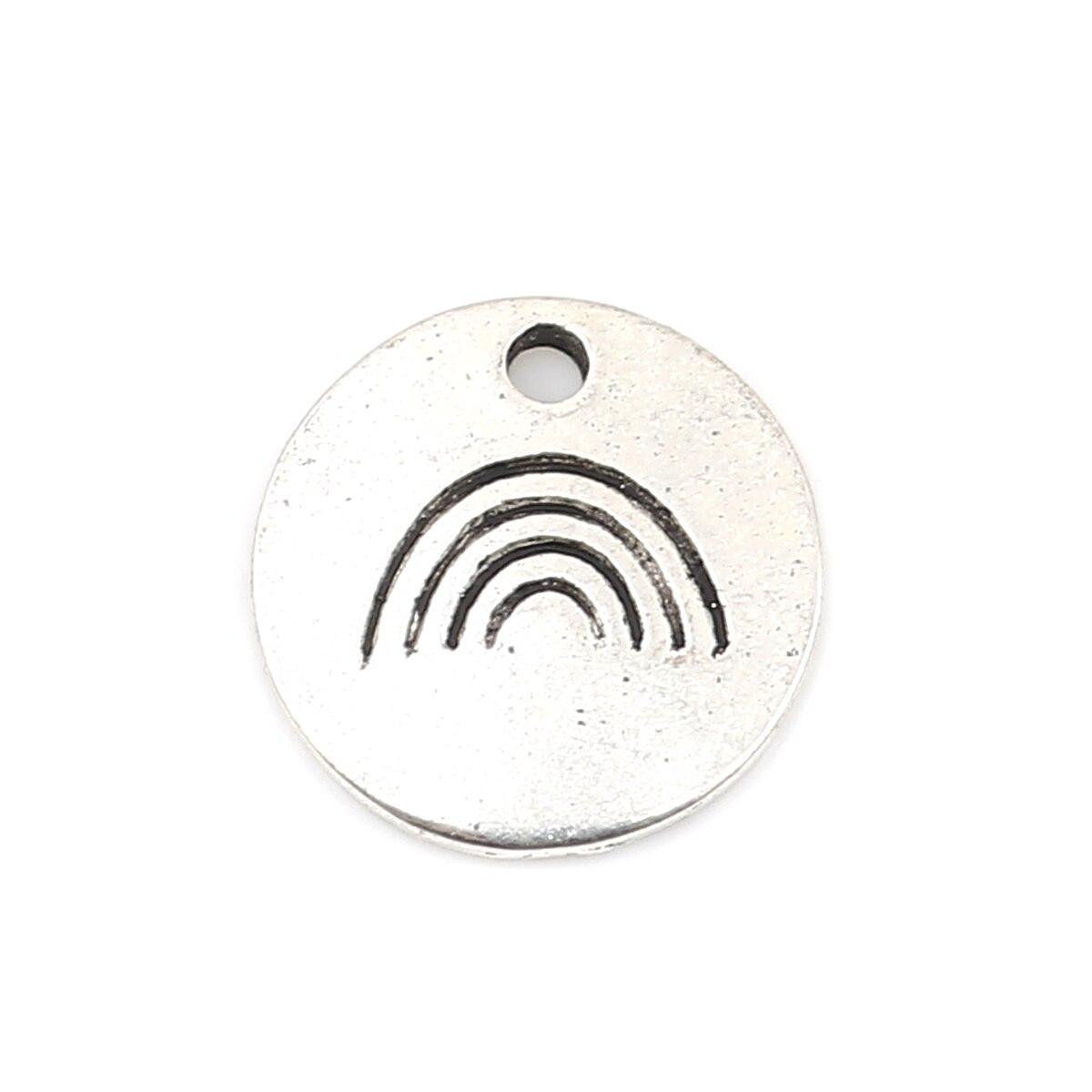 DoreenBeads 50 szt. Wisiorek ze stopu cynku zawieszki okrągłe antyczne srebro kolor zawieszki robić DIY tworzenia biżuterii 12mm Dia.