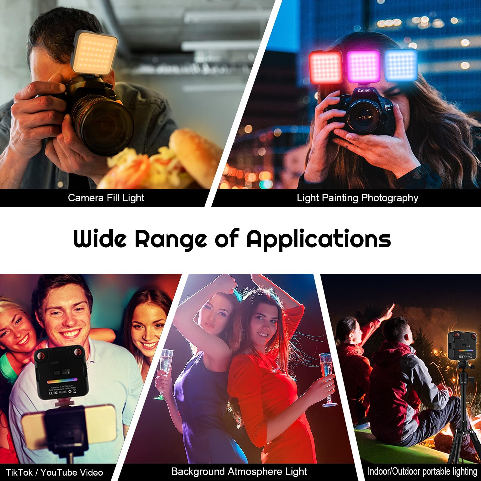 64RGB Mini Led Camera Licht 2500Mah Oplaadbare Led Panel Lamp Foto Video Verlichting Video Lichten Vlog Vullen Licht Live