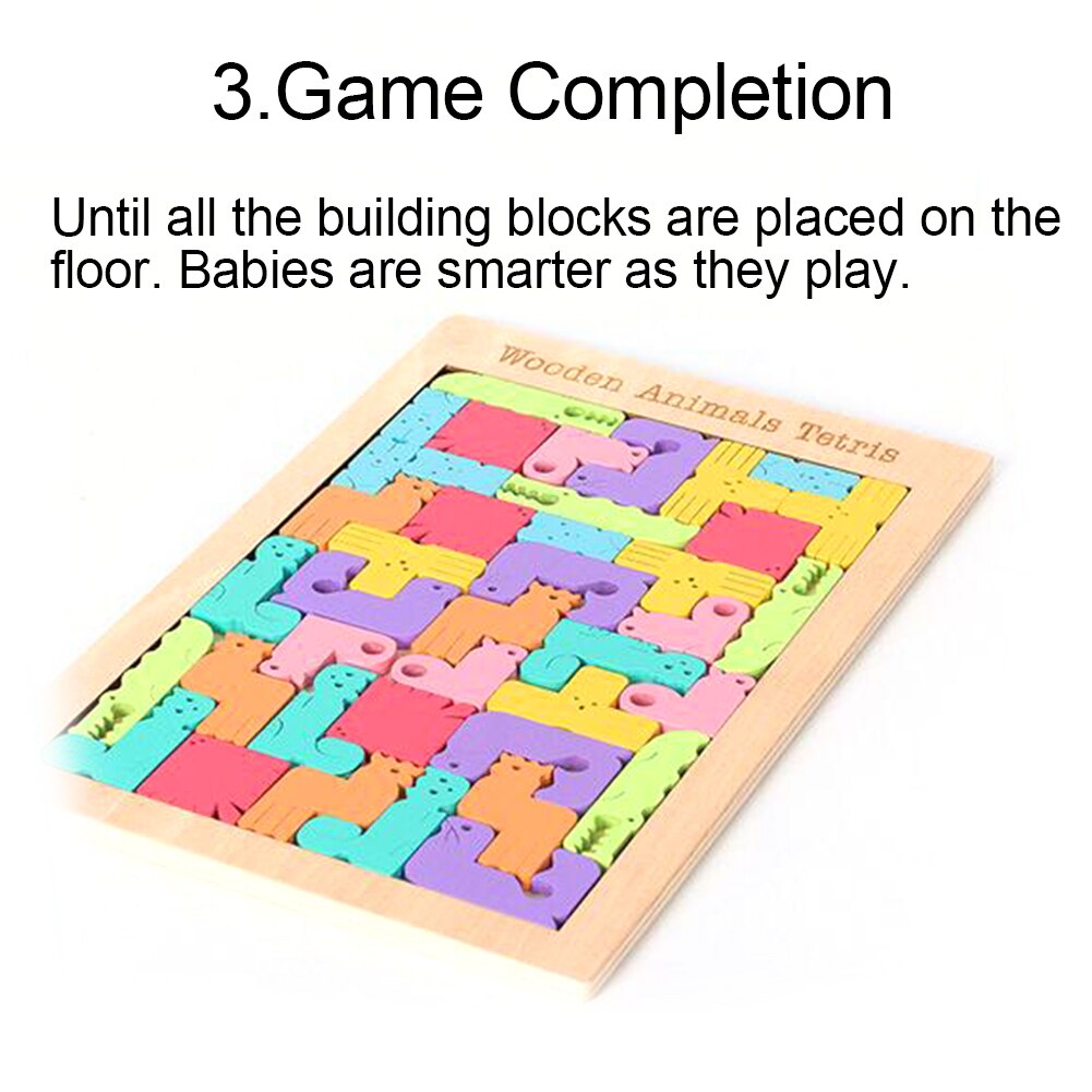 Rompecabezas de Tetris de animales de dibujos animados para niños, rompecabezas de madera Tangram, juego de Tetris, juguete educativo para niños, juguete de para aprendizaje