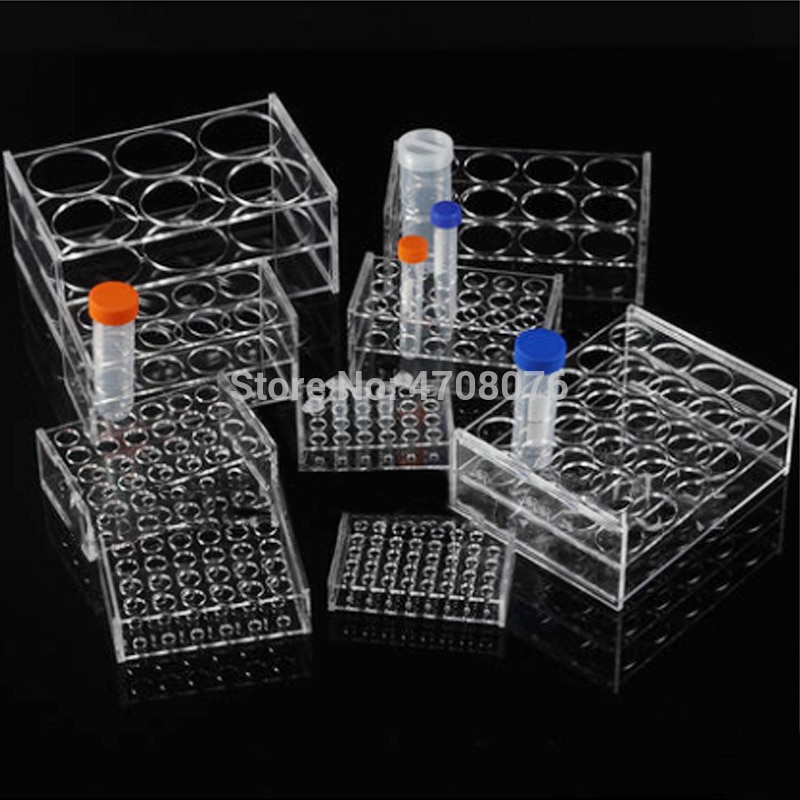Soporte de plástico transparente para tubos de ensayo, estante para tubos centrífugos, suministros de laboratorio, 6 agujeros x 40mm de diámetro