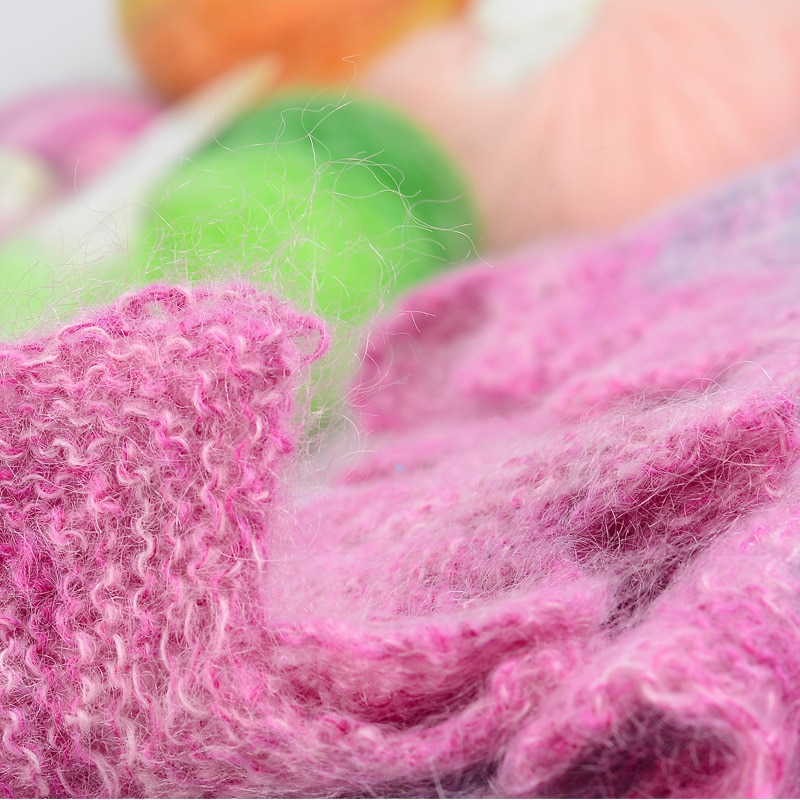 25g/ mye kamgarn myk regnbue farge mohair garn nøster hånd strikke maling farget hekle garn