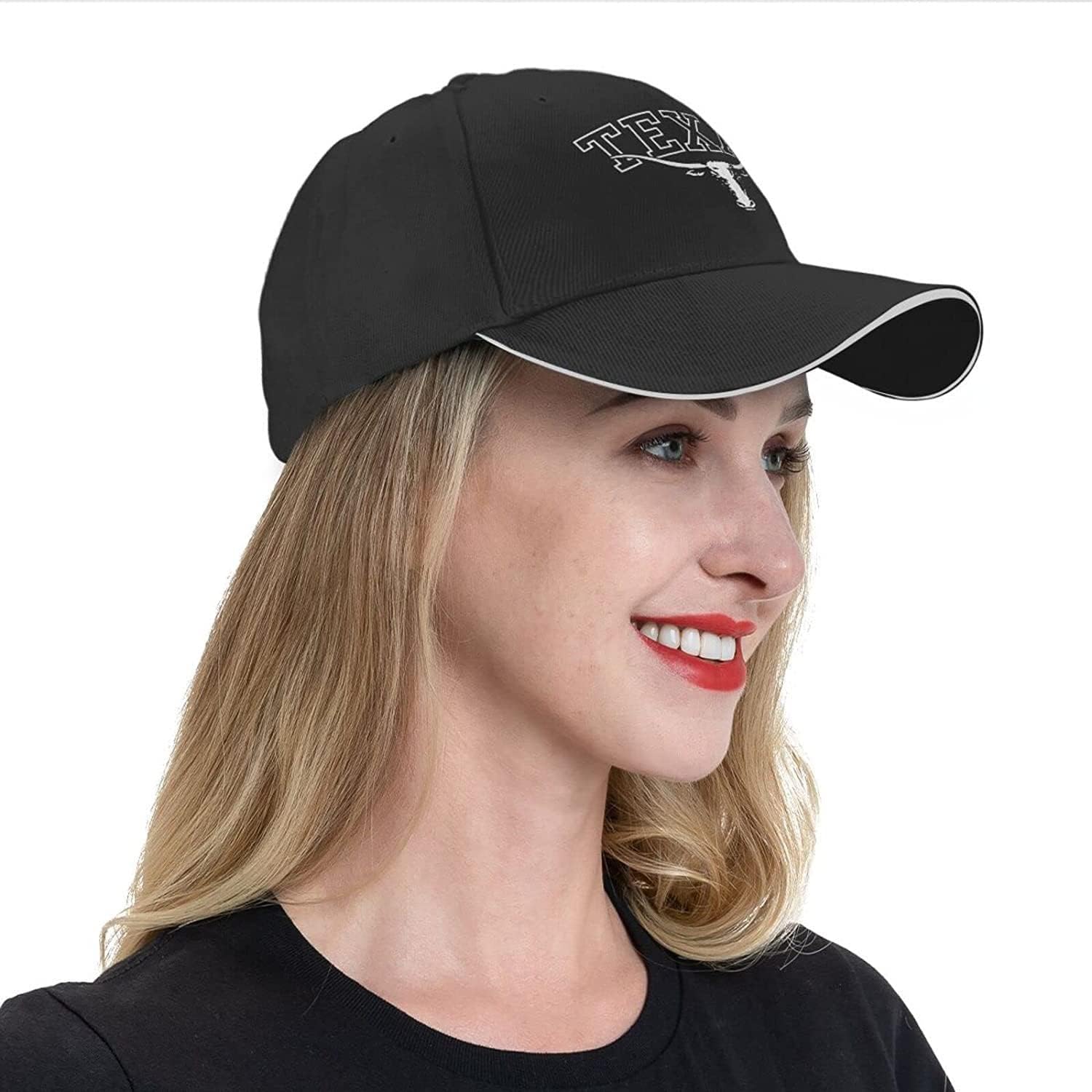 Texas Longhorn Lone Star State Texas Strong Hat Baseball Cap Duck Tongue Cap Outdoor Cap Black Unisex Adjustable