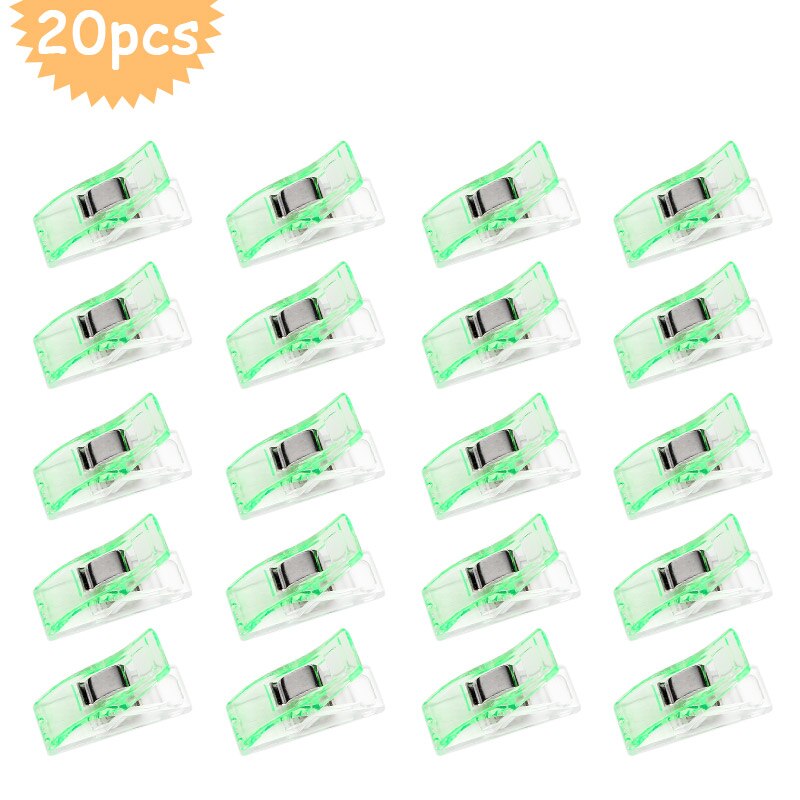 MIUSIE 20 Pcs Multicolor Plastic Clips Patchwork Hemming Clips Fabric Clamps Household Sewing Accessories Set: gteen
