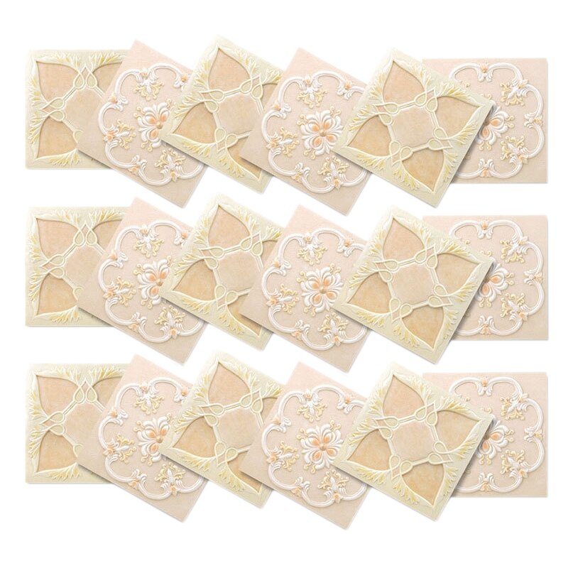 Tile Sticker for Kitchen Waterproof Anti-Mold Backsplash Tile Stickers 10X10CM for Walls Decoration 72Pcs: Beige