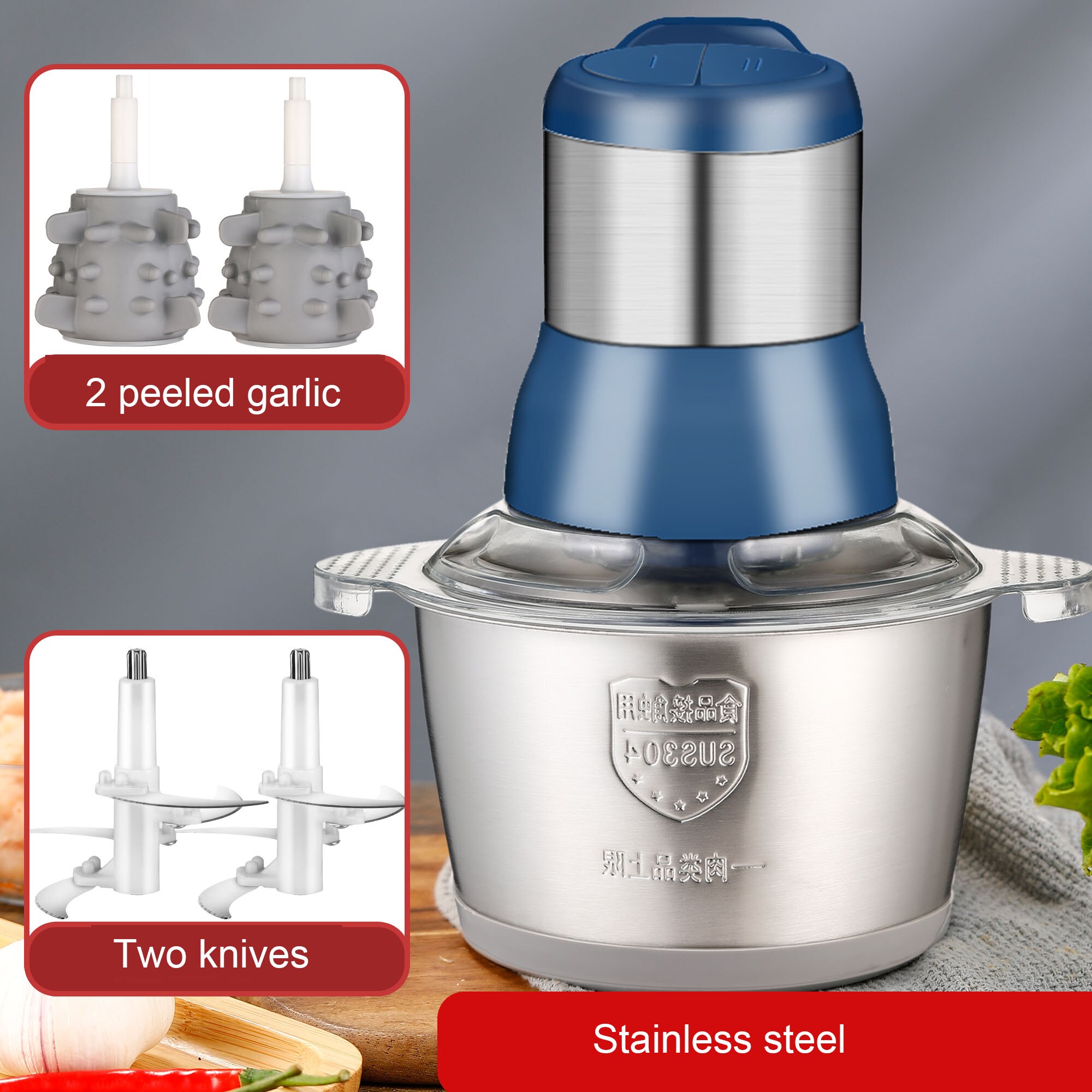 Multfunctional Garlic Peeler Household Electric Meat Grinder Garlic Shredder Fruit and Vegetable Chopper Kitchen Tool: Type C