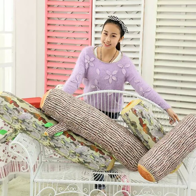 1pcs Soft Log cushion Gentle touch Tree Trunk Stuffed Doll Long Wood Log Bed Sleep grain stump Nap Pillow Kids