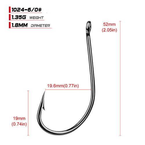 50pcs/lot Fish hook Fishing Hook High Carbon Steel 1/0#-7/0# Freshwater Fishing Bait Hook Carp Bass Pesca Tackle: size6-0