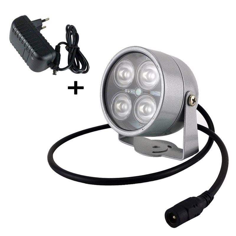 Mini cctv leds 4 array ir led illuminator light ir infrarød vandtæt nattesyn cctv fyld lys til cctv kamera ip kamera: Lysdioder med adapter