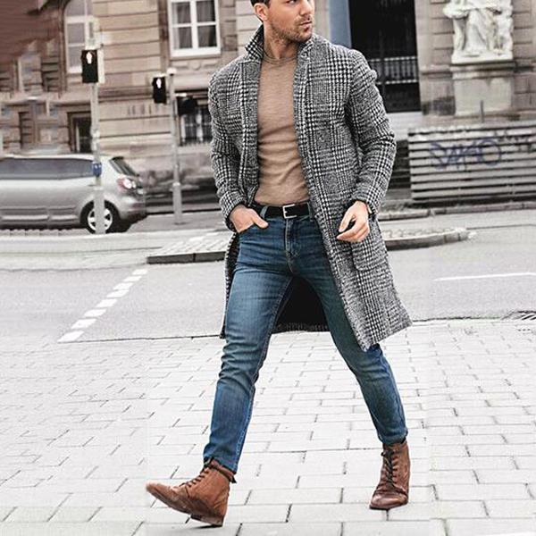 Mode Winter Wollen Jas Mannen Dubbele Kraag Dikke Trenchcoat Mens Wol Blends Jassen Zakelijk Casual Wollen Overjas