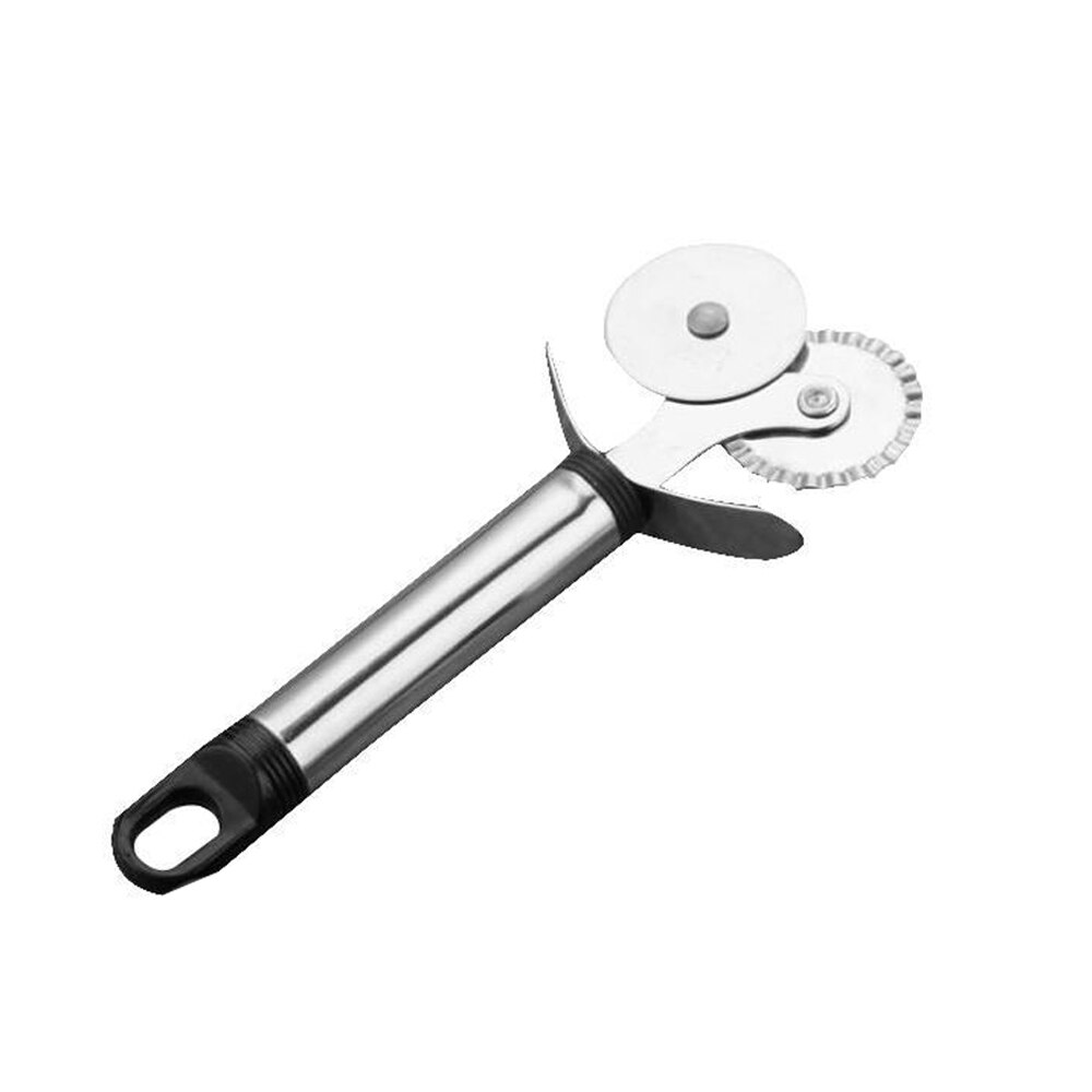 Roestvrij Staal Enkele/Dubbele Roller Pizza Snijder Pizza Koken Tool Mes Pizza Gereedschap Party Cake Brood Taarten Voor Keuken tool: Double Roller