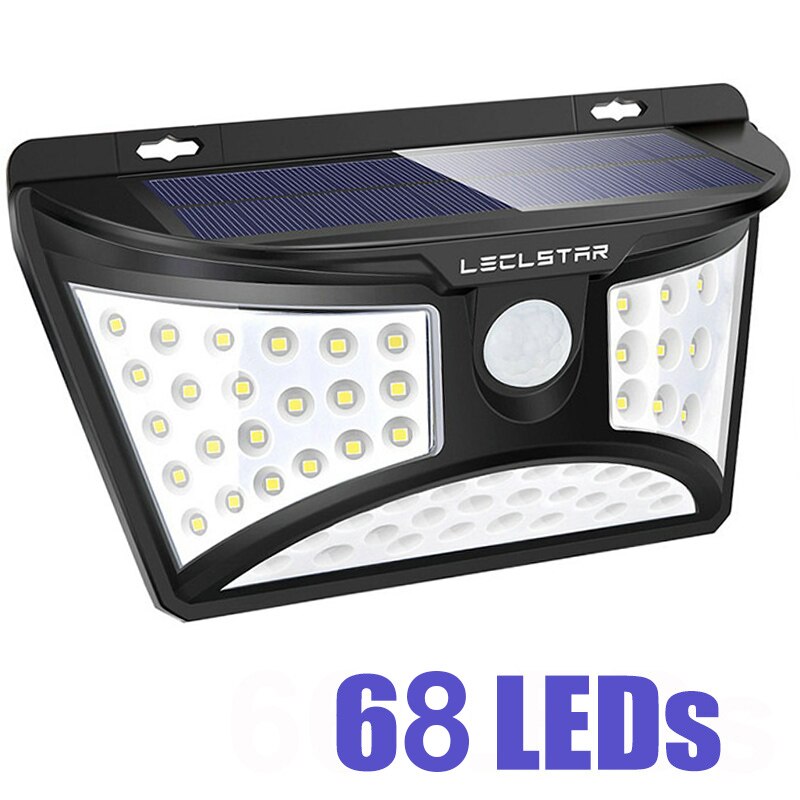 LED Night Light with Motion Sensor Solar Powered Night Lamp Outdoor Waterproof Garden Road Street Wall Lamp luminaria Nightlight: 68 LED White Light