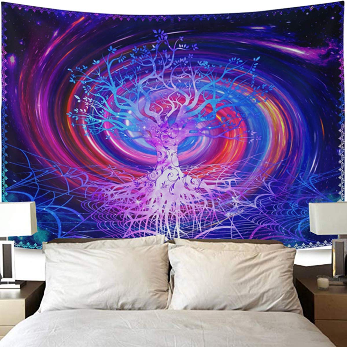 Árbol psicodélico fresco Trippy tapices galaxia púrpura naturaleza colgante de pared Árbol de la vida gótico decoración de pared