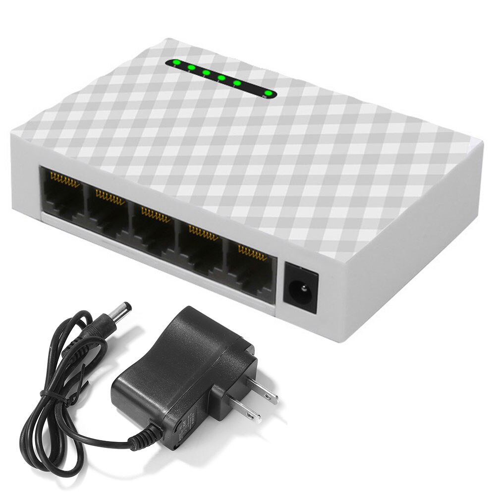 10/100/1000Mbps Fast Gigabit Switch 5 Port Mini RJ45 Desktop Ethernet Netwerk Switch Lan Hub Adapter switching Hub Shunt: US White