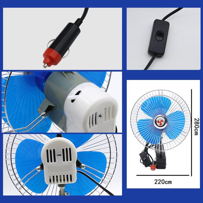 25W 12V 24V 180 Graden Alle-Ronde Verstelbare Car Auto Air Cooling Ventilator Laag Geluidsniveau Auto auto Cooler Ventilator Auto Fan Accessoires