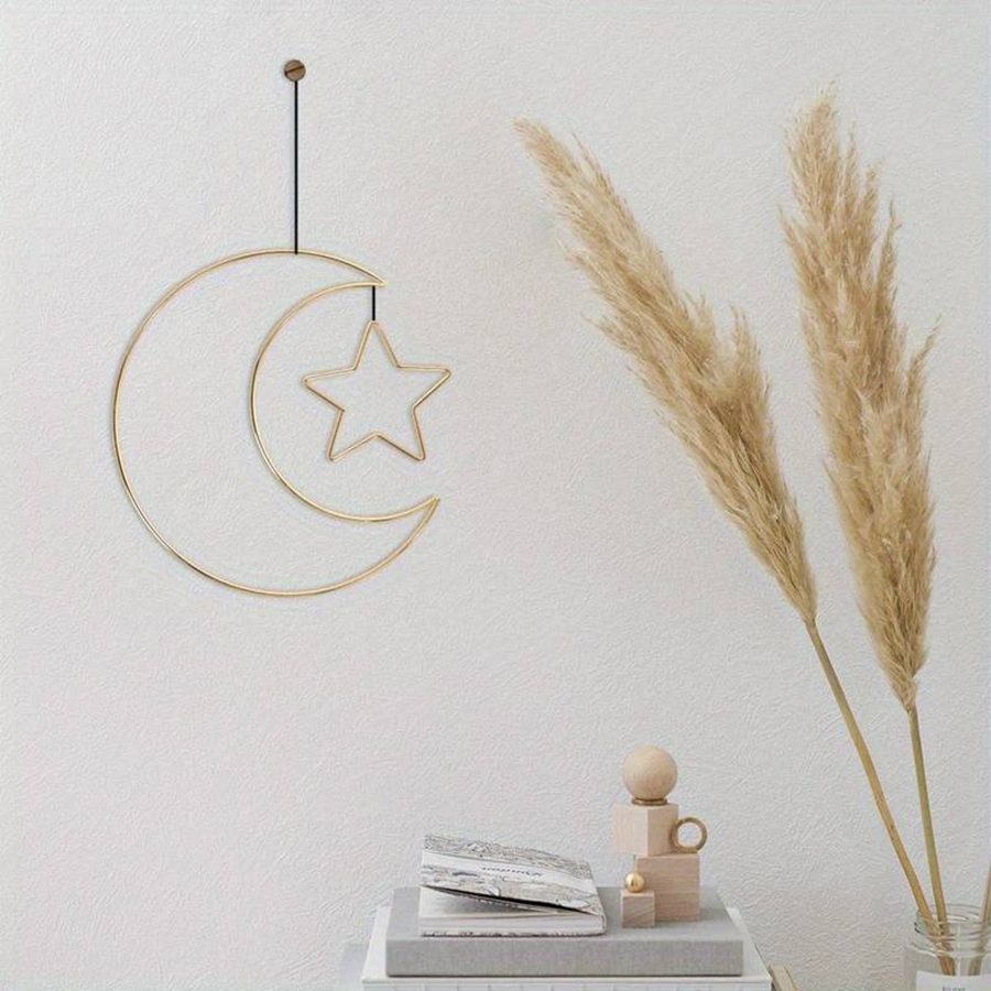 Gouden Maan Ster Set DIY Wanddecoratie Metaal Ijzer Muur Kamer Raamkozijn Decoratie