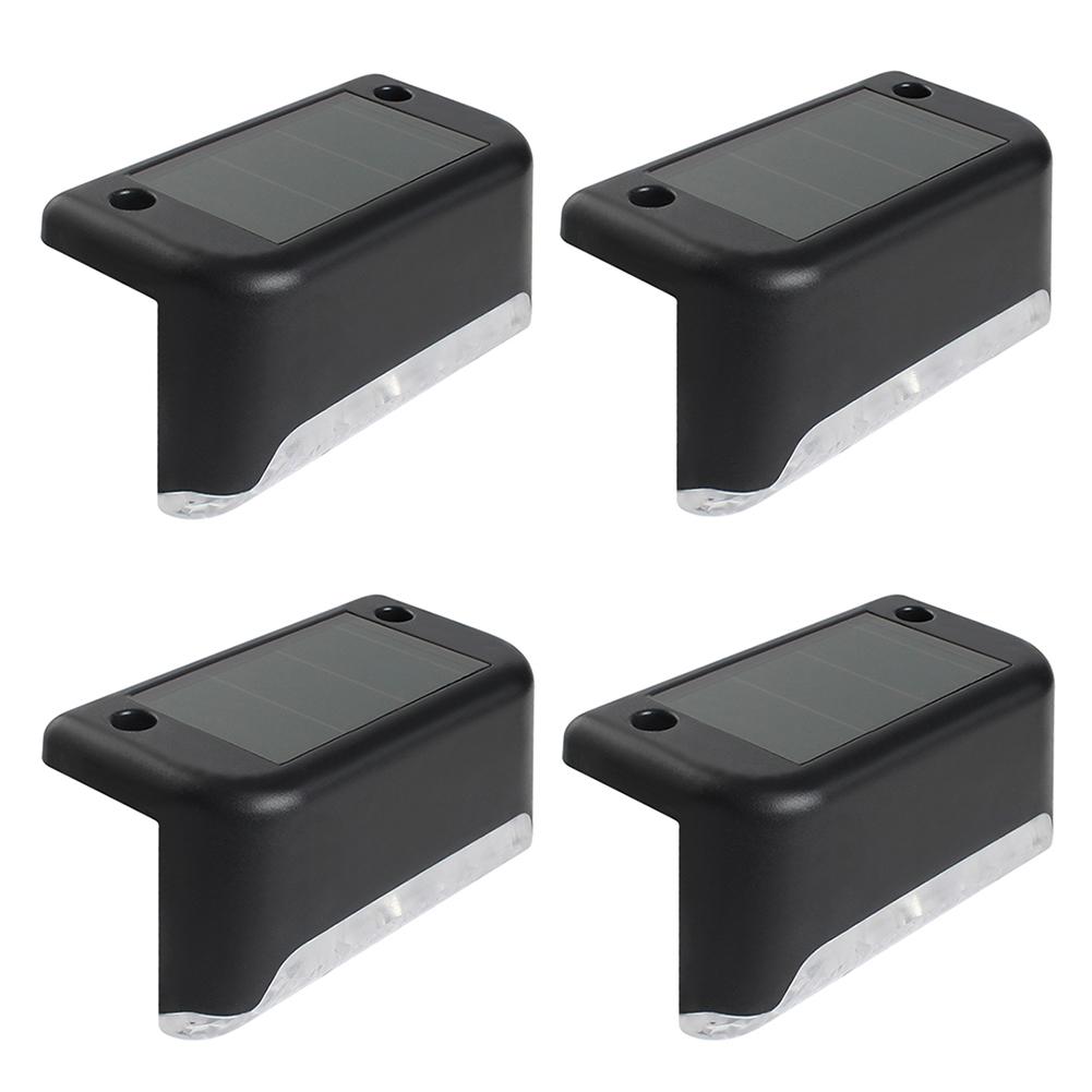 4Pcs LED Solar Lamp Path Stair Outdoor Waterproof Wall Light Garden Landscape Step Stair Deck Lights Balcony Fence Solar Light: Warm Black