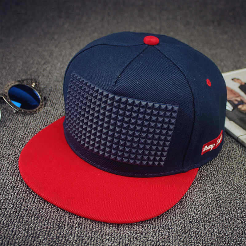 5 colors Plastic triangle baseball cap hat hip hop cap flat-brimmed hat snapback cap hats for men and women: redblue