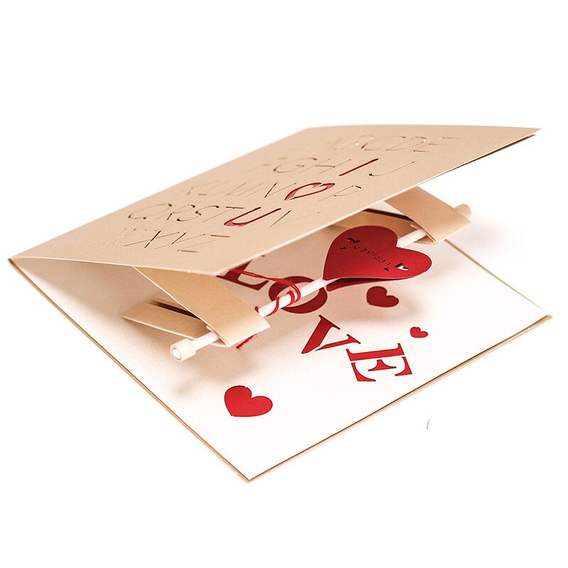3D Love Romance Pop Up Card for Anniversary Valentines Day for Wife Husband Her with Envelopes