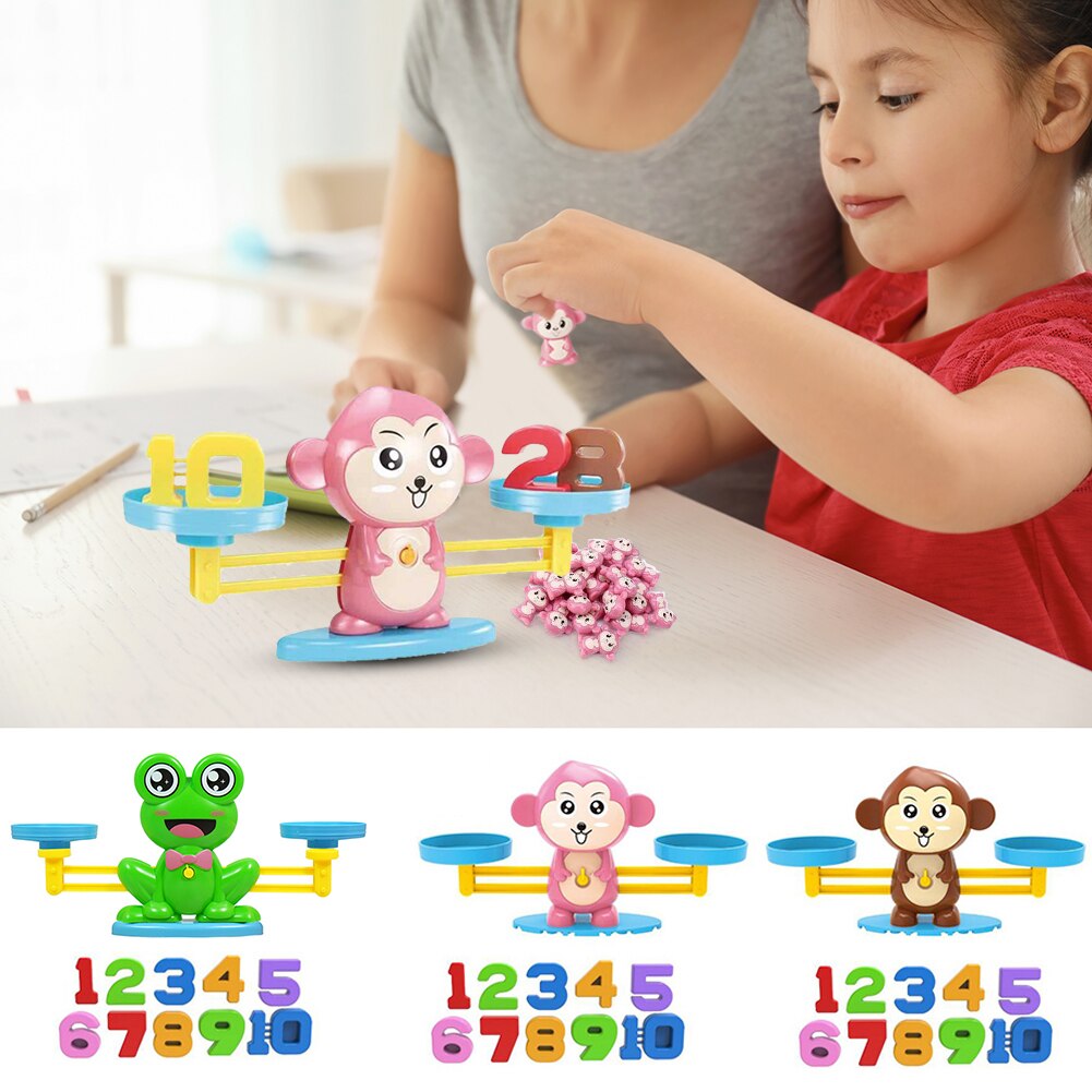 Montessori Math Toy Digital Monkey Balance Scale Educational Math Penguin Balancing Scale Number Board Game Kids Learning Toys