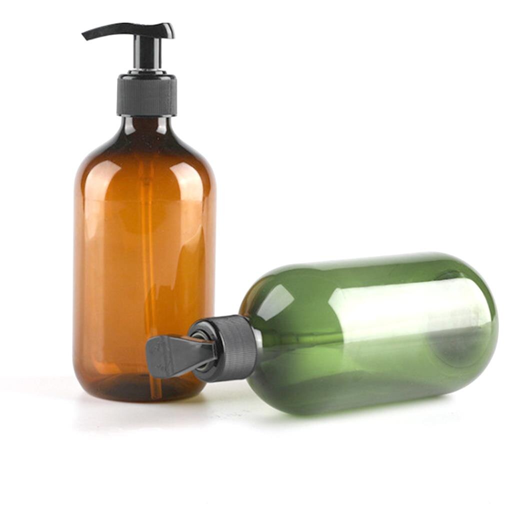 500ml PET Refillable Empty Bottle Shampoo Lotion Press Pump Makeup Dispenser Plastic Container, Deep Green