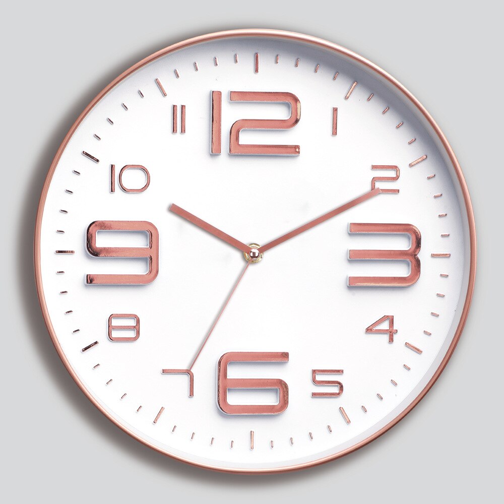 Indoor Big 3D Number Quartz Silent Non Ticking Wall Clock Quiet Movement Decorative Battery Operated 10 Inch Red: pink 30CM