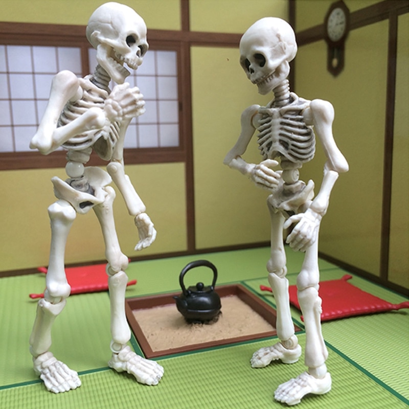 Beweegbare Mr Botten Skelet Menselijke Schedel Model Full Body Mini Figuur Speelgoed Halloween
