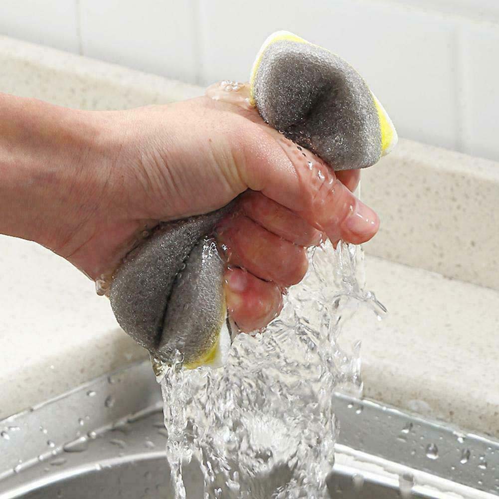 Newly 4Pcs/Set Double-sided Sponge Cleaning Pads Dishes Washing Catering Scourer Kitchen Tools TE889