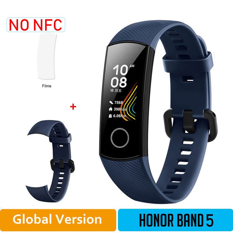 Onore Fascia 5 Nfc Wristband Intelligente di Ossigeno Nel Sangue Multipla Quadranti Attività di Frequenza Cardiaca Fitness Sonno Tracker Passometer Versione Globale