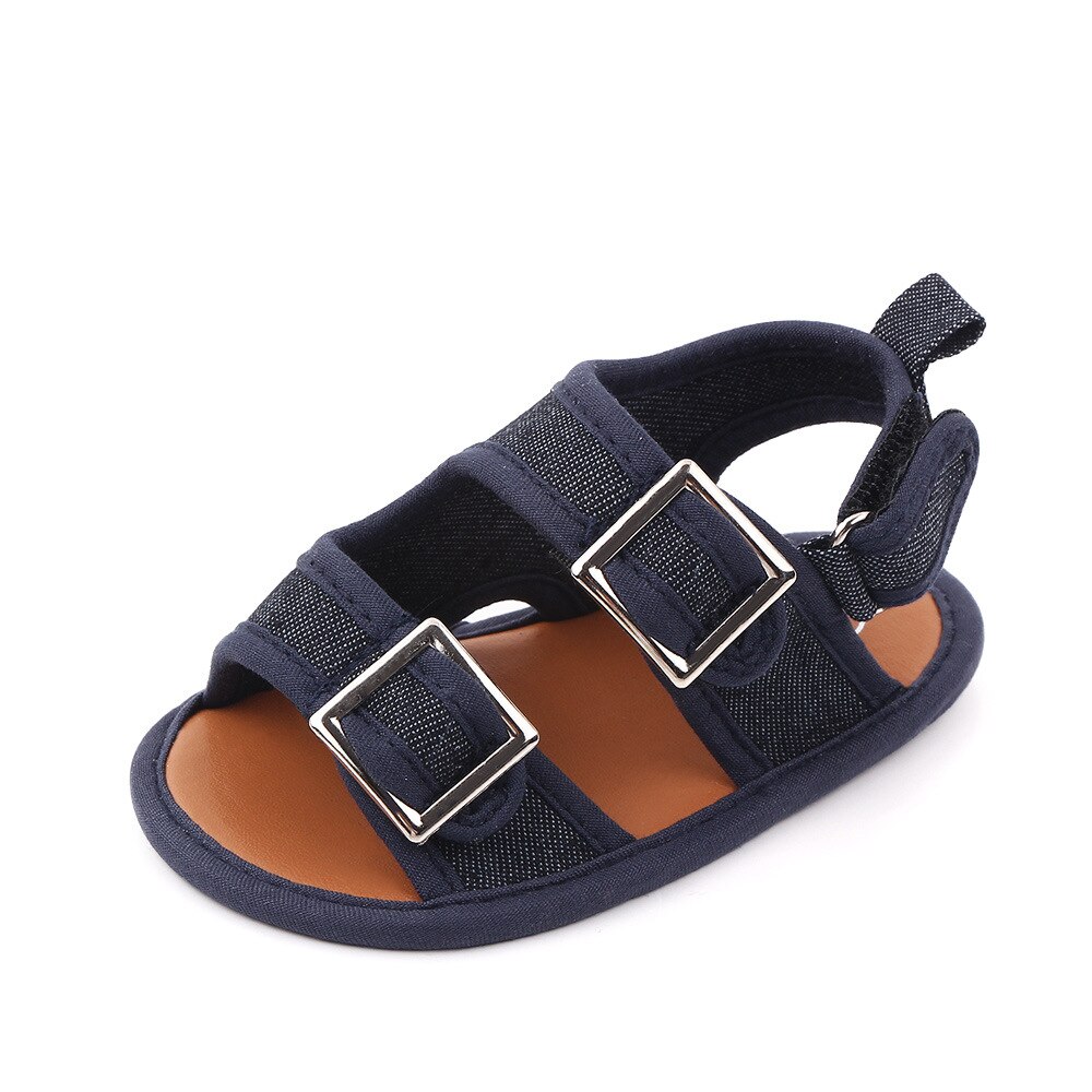 Pasgeboren Baby Sandalet Voor Jongen Zomer Schoenen Peuter No-Slip Sandalen Baby Slippers Meisjes Flats Douche Canvas Pop schoenen: Blauw / 0-6 months